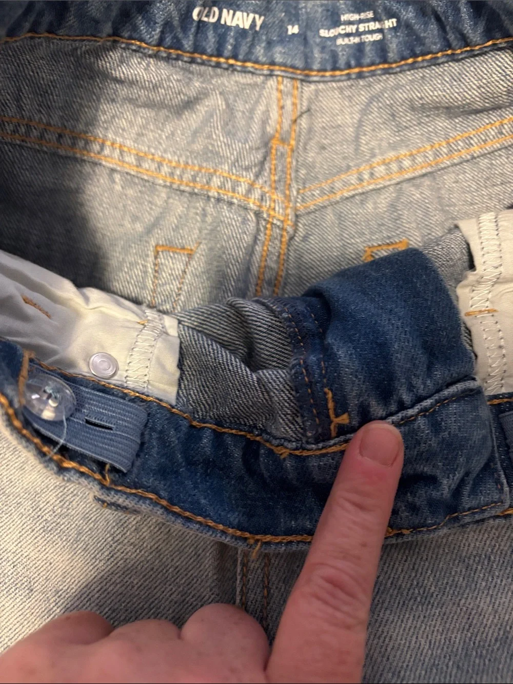 Old Navy Kids Slouchy Straight  High Rise Jeans Light Wash Built in Tough